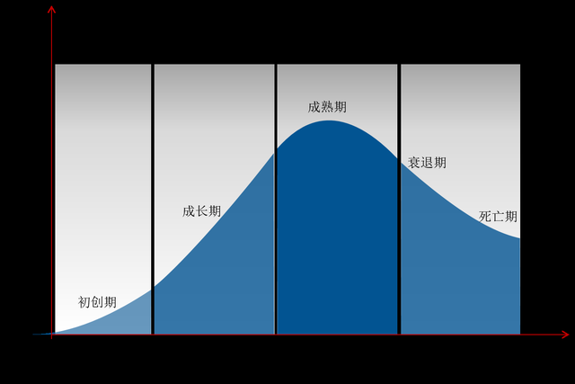 企业生命周期曲线:企业在某些方面可能处于"启动"阶段,而在另一些方面